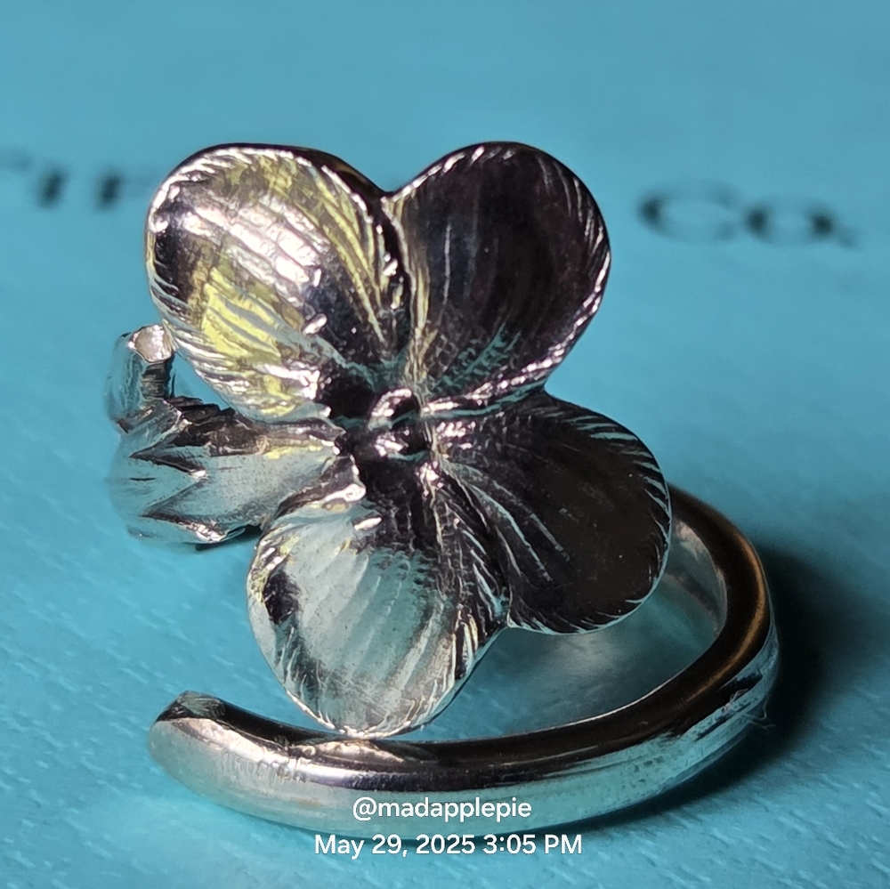 1885 Tiffany & Co. Gentian Spoon Ring In Sterling Silver Designer Luxury #31
